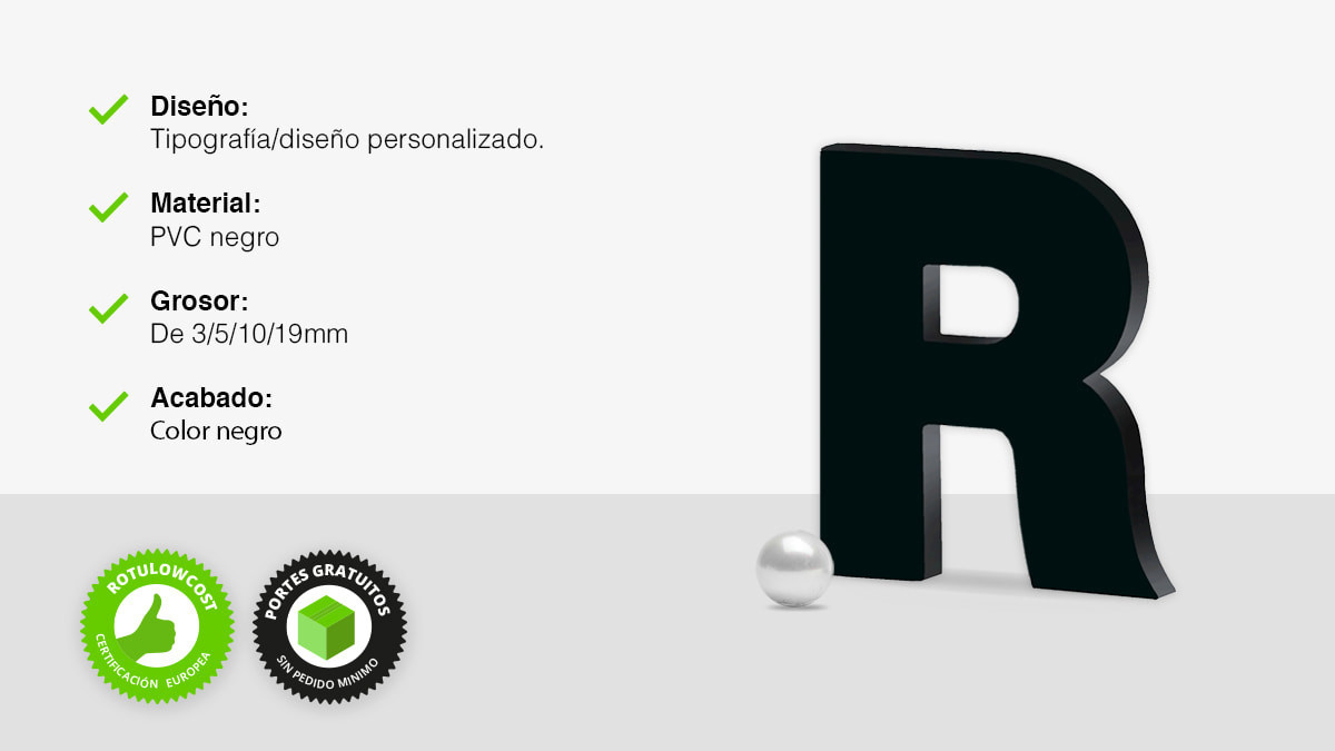 Letras recortadas PVC negro